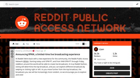 reddit live stream.